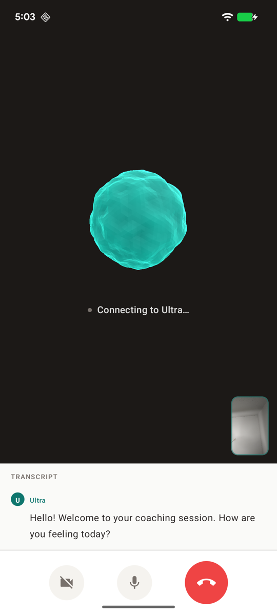 A live voice session with the Ultra AI coach